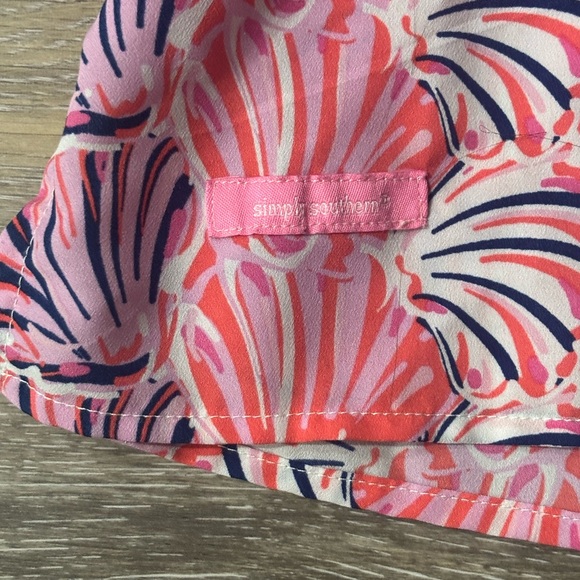 Simply Southern Peasant Blouse Sz XXL Pink Scallop Shell Coastal Beach Cottage - Picture 6 of 8